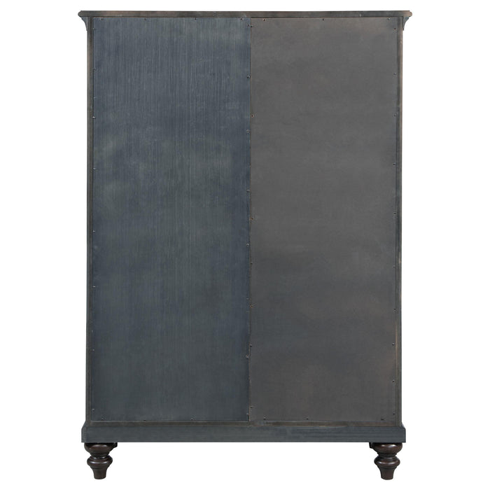 Andover 6-drawer Tempered Glass Door Chest Dark Oak - Visions in Furniture (La Mirada, CA)