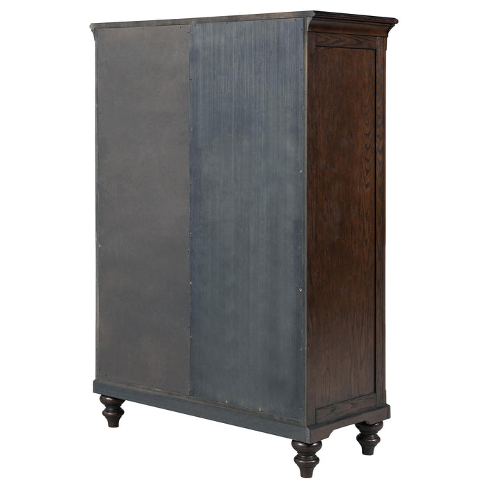 Andover 6-drawer Tempered Glass Door Chest Dark Oak - Visions in Furniture (La Mirada, CA)