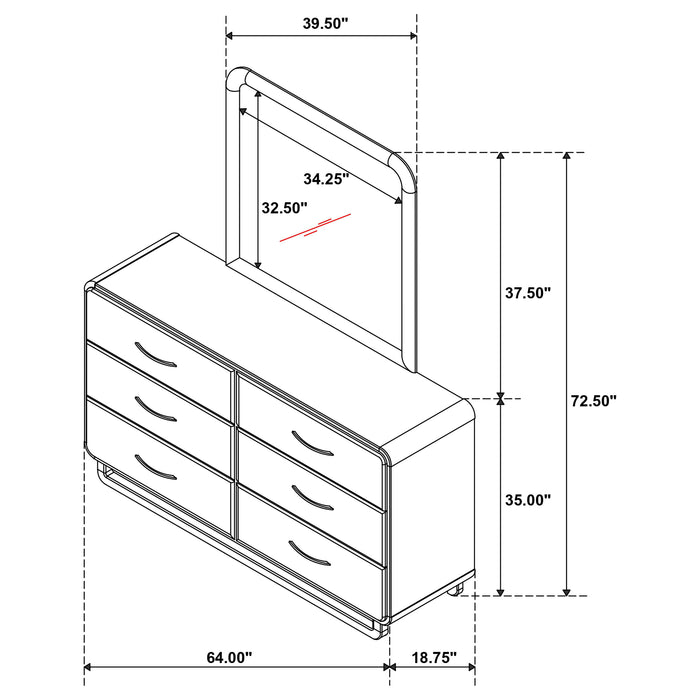 Amsbury Dresser With Mirror - Visions in Furniture (La Mirada, CA)