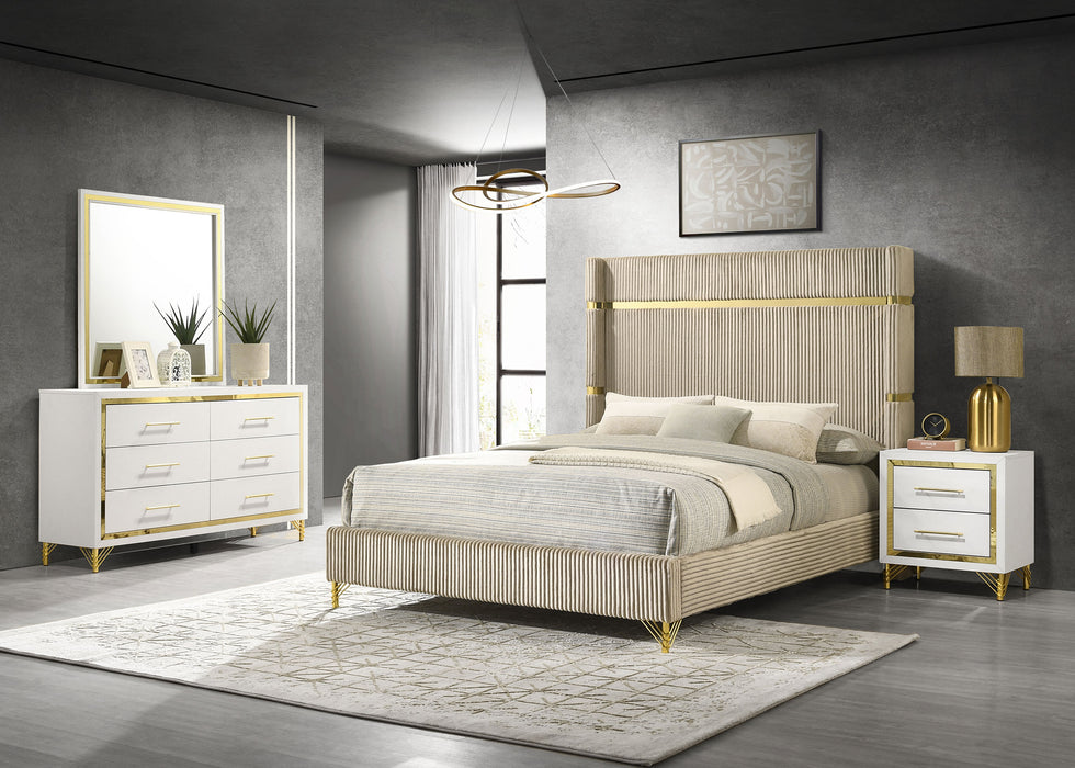 Lucia 4 & 5 Piece Bedroom Set King & Queen Beige & Grey - Visions in Furniture (La Mirada, CA)