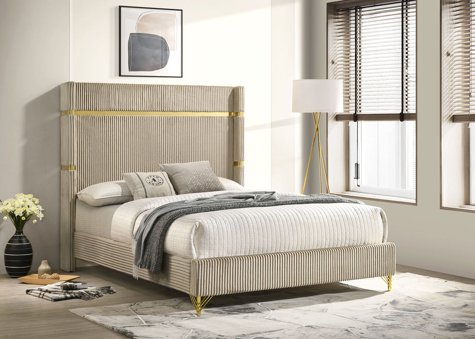 Lucia Eastern King & Queen Bed Beige & Grey - Visions in Furniture (La Mirada, CA)