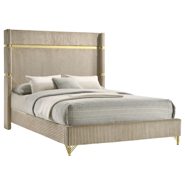 Lucia Eastern King & Queen Bed Beige & Grey - Visions in Furniture (La Mirada, CA)