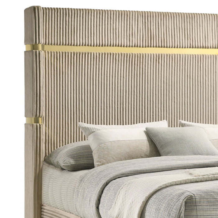 Lucia Eastern King & Queen Bed Beige & Grey - Visions in Furniture (La Mirada, CA)