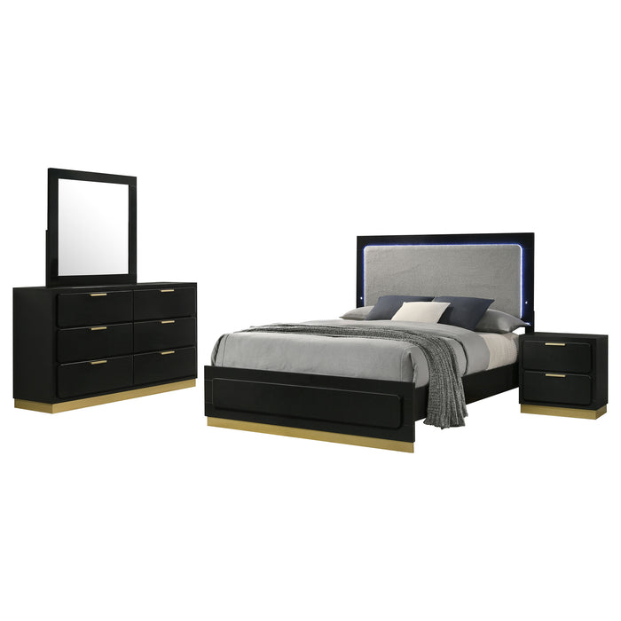 Caraway 4 Pc & Pc E.King, Cal.King, & Queen Bedroom Set Black & White - Visions in Furniture (La Mirada, CA)