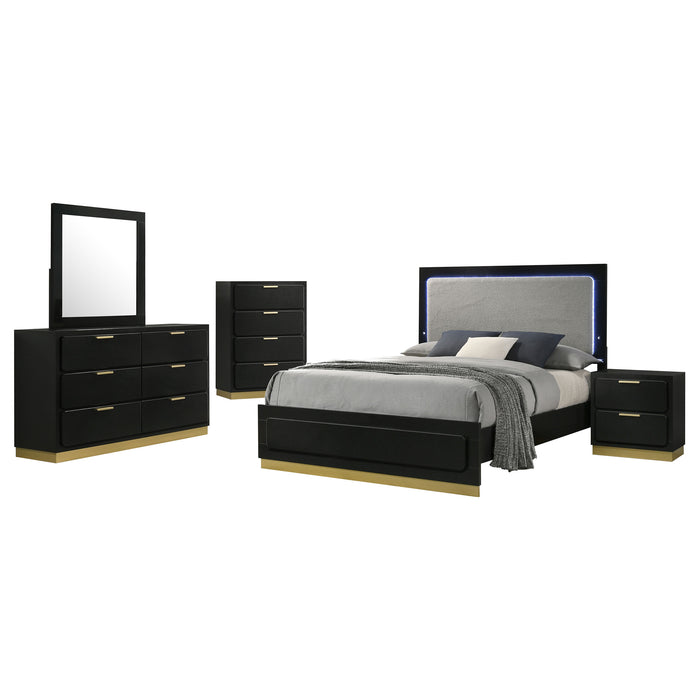 Caraway 4 Pc & Pc E.King, Cal.King, & Queen Bedroom Set Black & White - Visions in Furniture (La Mirada, CA)