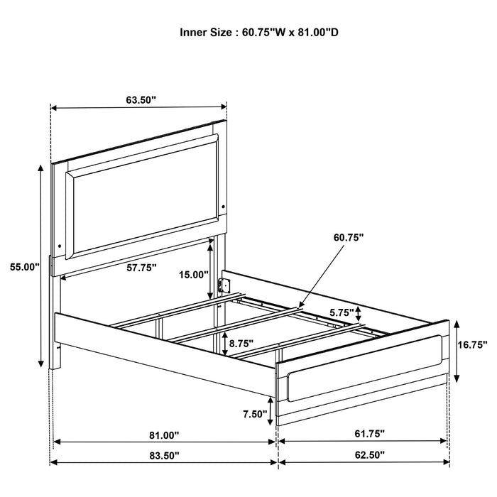 Caraway California King, E.King, & Queen Bed Black & White - Visions in Furniture (La Mirada, CA)