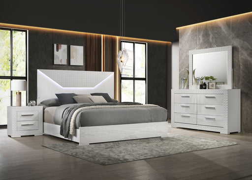 Ives 4 & 5 Piece Bedroom Set E.king & Queen White & Grey - Visions in Furniture (La Mirada, CA)