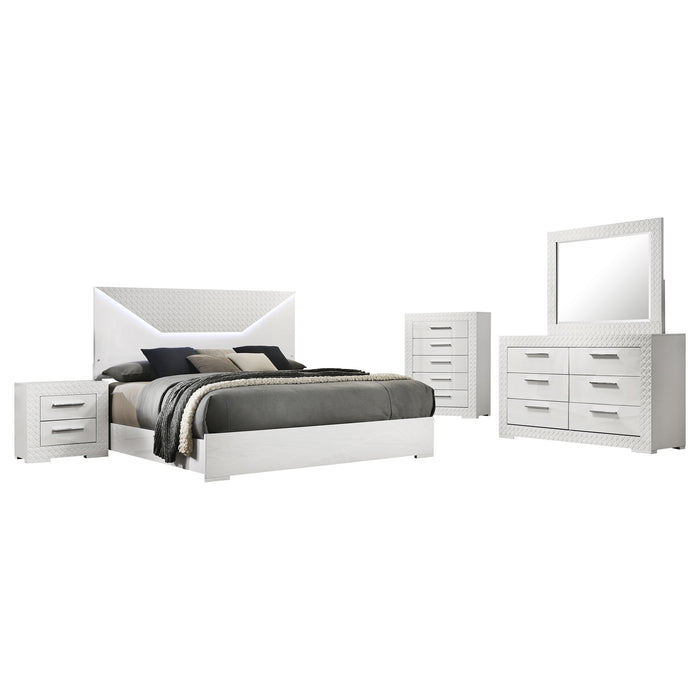Ives 4 & 5 Piece Bedroom Set E.king & Queen White & Grey - Visions in Furniture (La Mirada, CA)