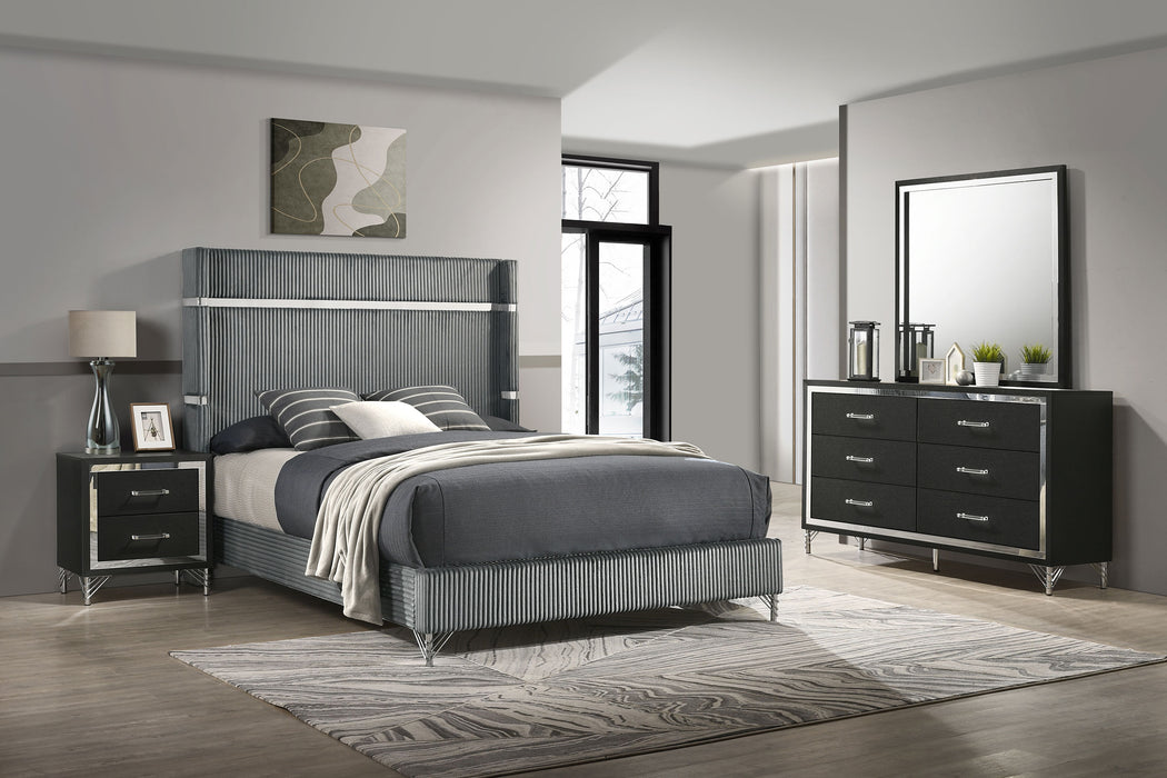 Lucia 4 & 5 Piece Bedroom Set King & Queen Beige & Grey - Visions in Furniture (La Mirada, CA)
