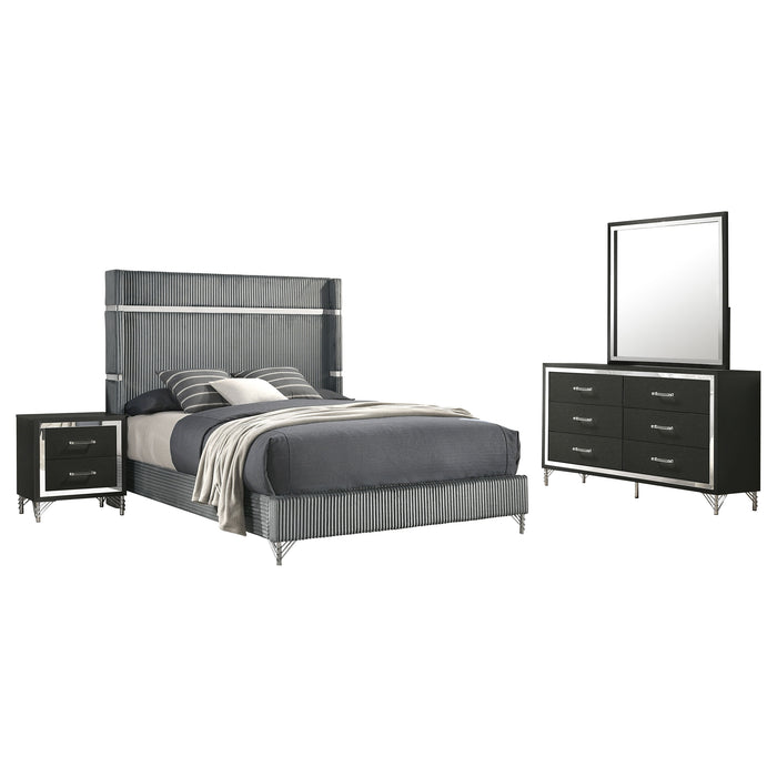 Lucia 4 & 5 Piece Bedroom Set King & Queen Beige & Grey - Visions in Furniture (La Mirada, CA)