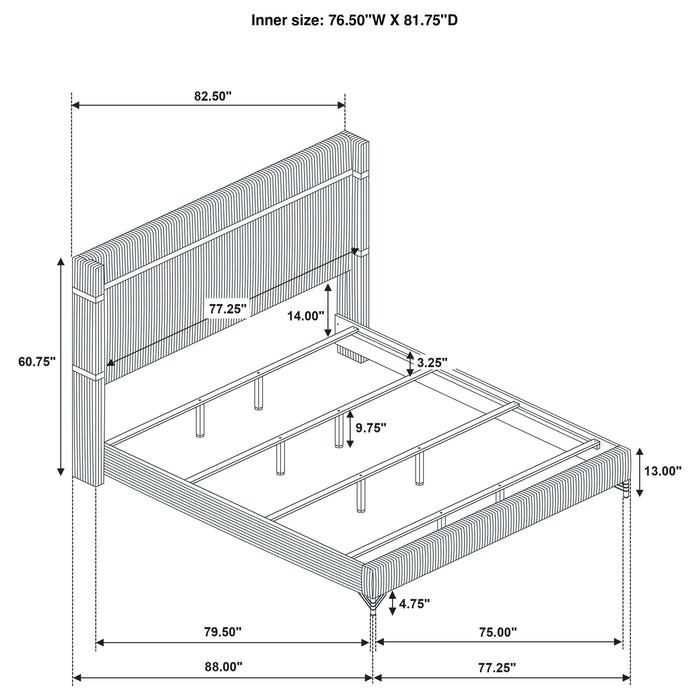 Lucia Eastern King & Queen Bed Beige & Grey - Visions in Furniture (La Mirada, CA)