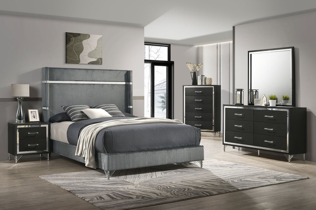 Lucia 4 & 5 Piece Bedroom Set King & Queen Beige & Grey - Visions in Furniture (La Mirada, CA)