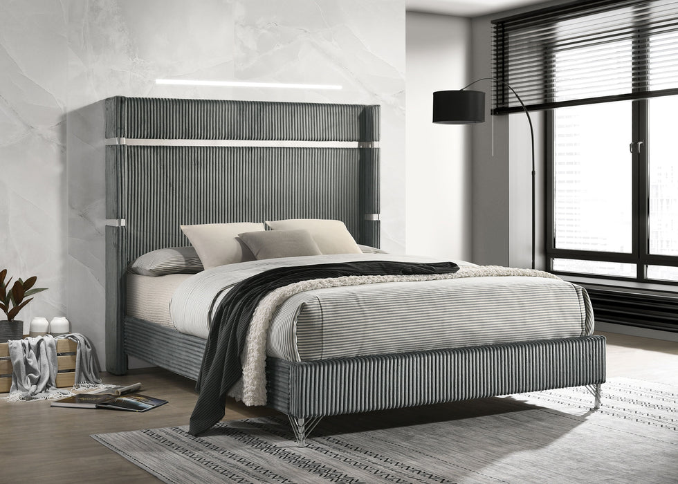 Lucia Eastern King & Queen Bed Beige & Grey - Visions in Furniture (La Mirada, CA)
