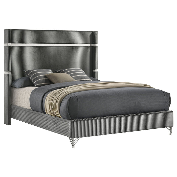 Lucia Eastern King & Queen Bed Beige & Grey - Visions in Furniture (La Mirada, CA)
