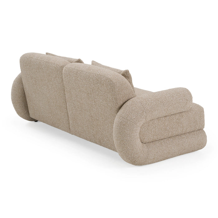 Odette - Modern Beige Fabric + White Burl Loveseat Sofa