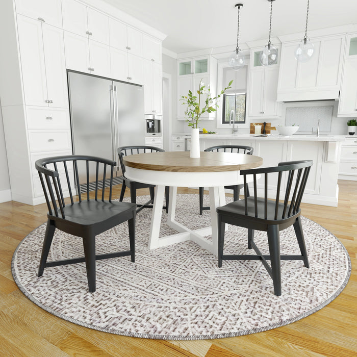 Parker House Americana Modern Dining 48-66 inch Round Dining Table and 4 Black Barrel Chairs