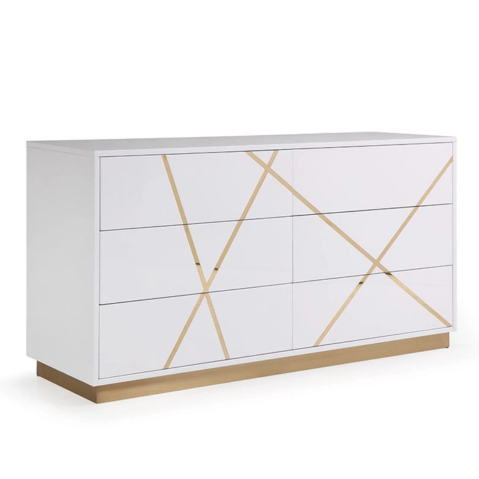 Nixa - Modern White + Gold Bedroom Set