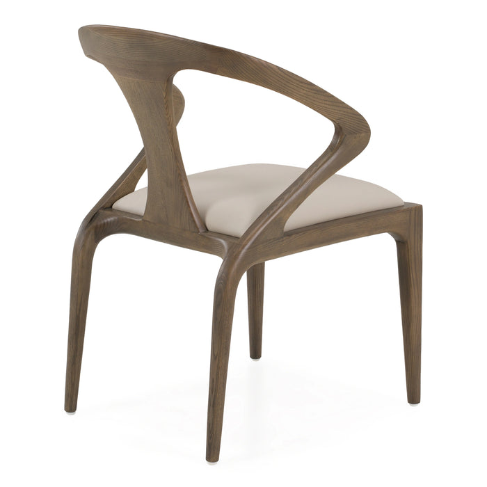 Campbell - Mid-Century Modern Grey Leatherette & Grey Ash Dining Chair