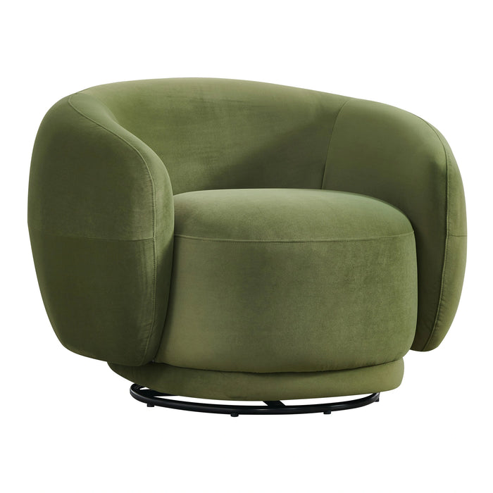 Andrew - Modern Green Fabric Swivel Accent Chair