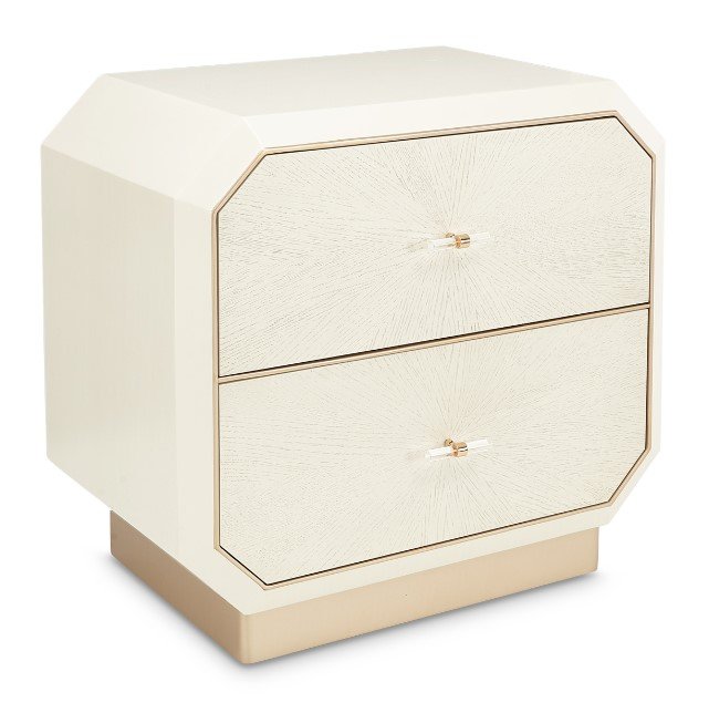 AICO La Rachelle Nightstand/End Table 2 Drawers in Medium Champagne - Visions in Furniture (La Mirada, CA)