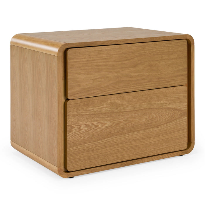 Harris + Dustin - Modern Off-White Fabric + Natural Oak 4-Piece Bedroom Set