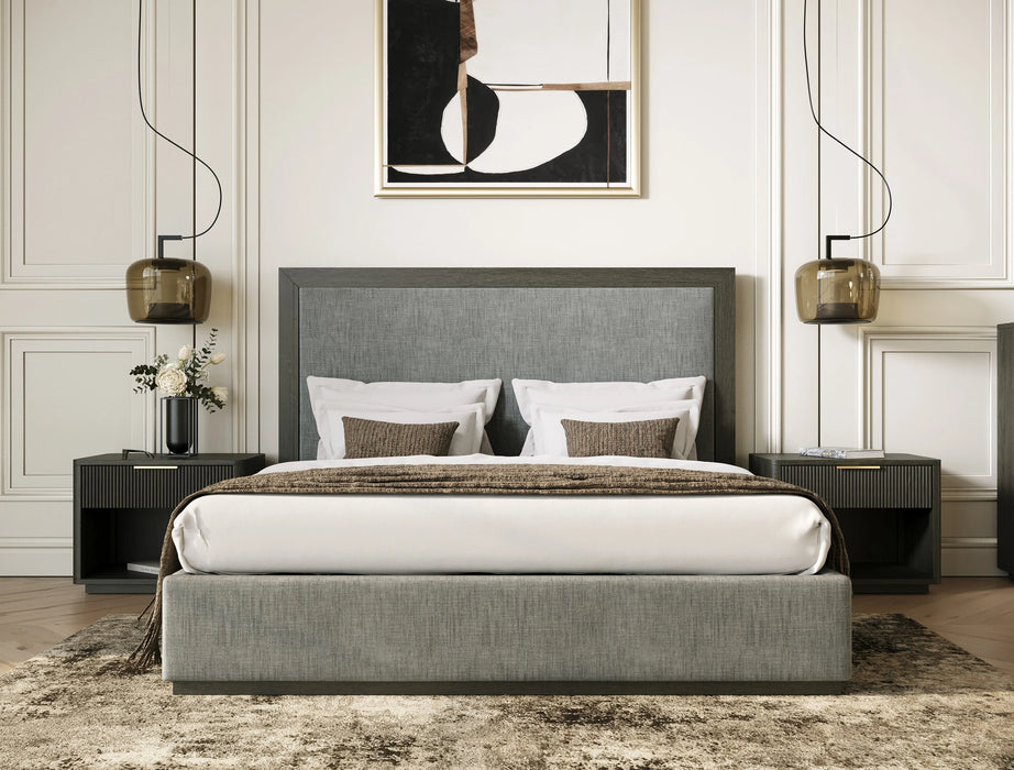 Santa Barbara - Modern Grey Fabric + Grey Wash Bed
