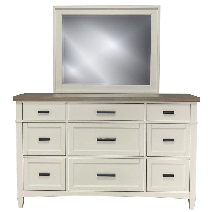 Parker House Americana Modern Bedroom Queen Platform Bed 2 Nightstands Dresser with Mirror and Chest