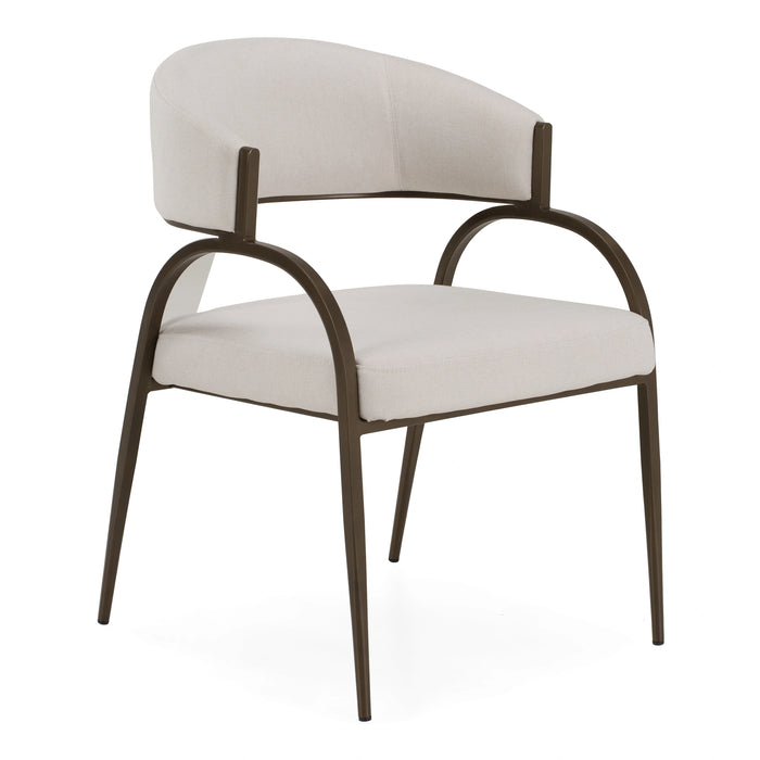 Hudson - Modern Off-White Fabric + Bronze Dining Chair