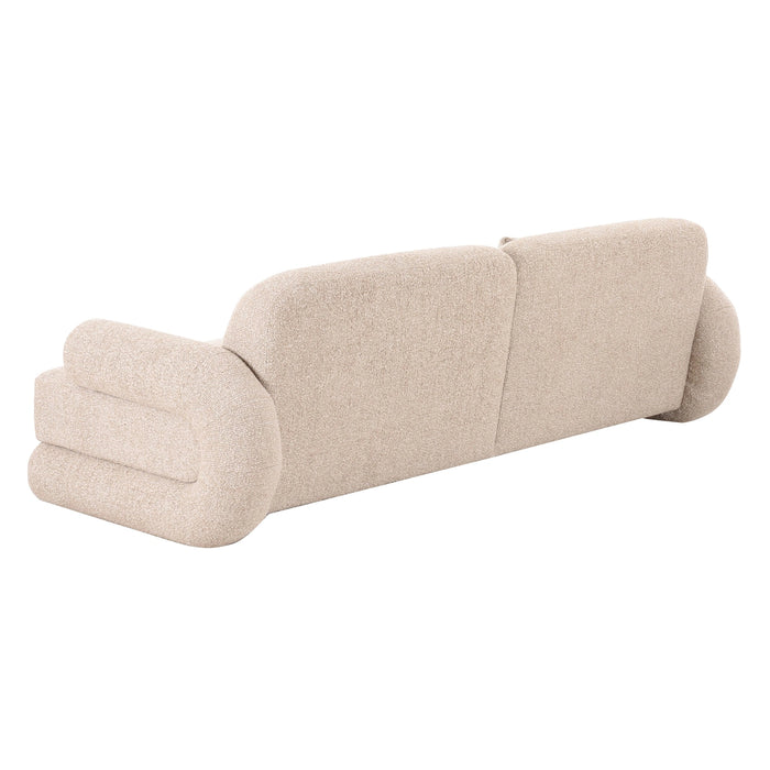 Odette - Modern Beige Fabric + White Burl Sofa