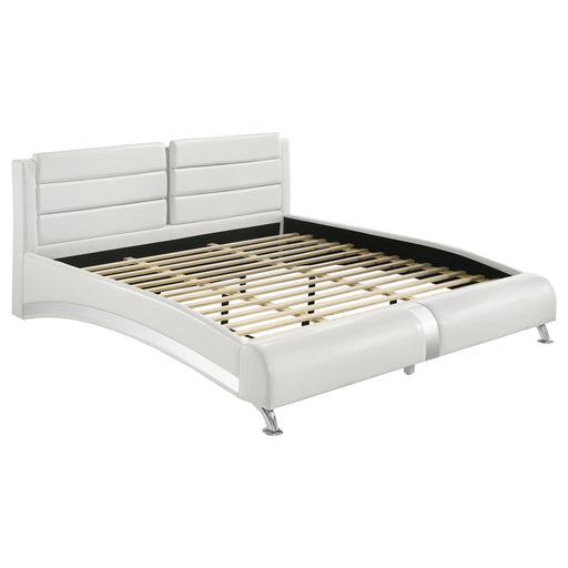 Jeremaine California King, E.King, & Queen Upholstered Bed White - Visions in Furniture (La Mirada, CA)