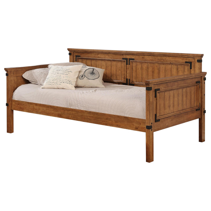 Oakdale Wood Twin Daybed with Trundle Rustic Honey - Visions in Furniture (La Mirada, CA)