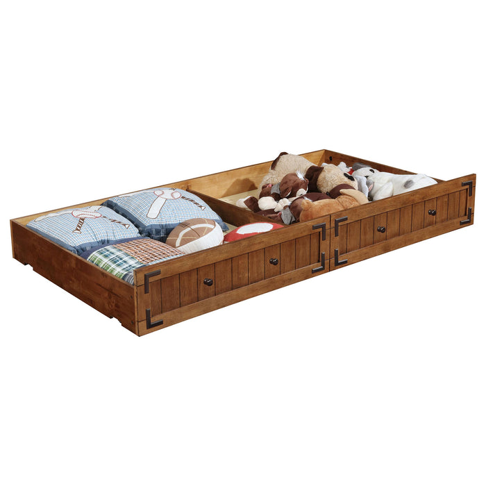 Oakdale Wood Twin Daybed with Trundle Rustic Honey - Visions in Furniture (La Mirada, CA)