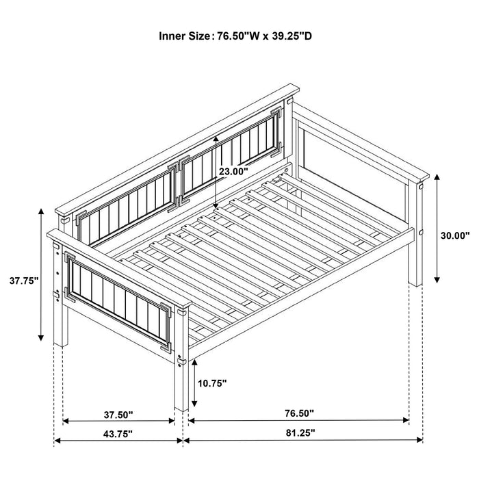 Oakdale Wood Twin Daybed with Trundle Rustic Honey - Visions in Furniture (La Mirada, CA)