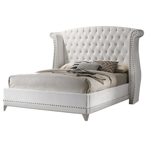 Barzini California King, Eking, & Queen Wingback Tufted Bed White - Visions in Furniture (La Mirada, CA)