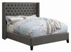Bancroft Demi-wing Upholstered California King, E.King, Queen & Full Bed Grey - Visions in Furniture (La Mirada, CA)