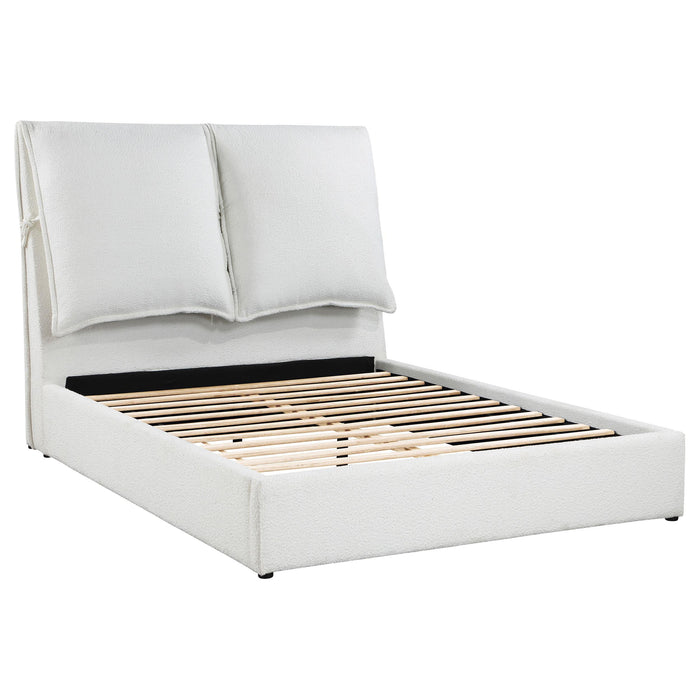 Gwendoline Upholstered Platform Bed with Pillow Headboard White - Visions in Furniture (La Mirada, CA)