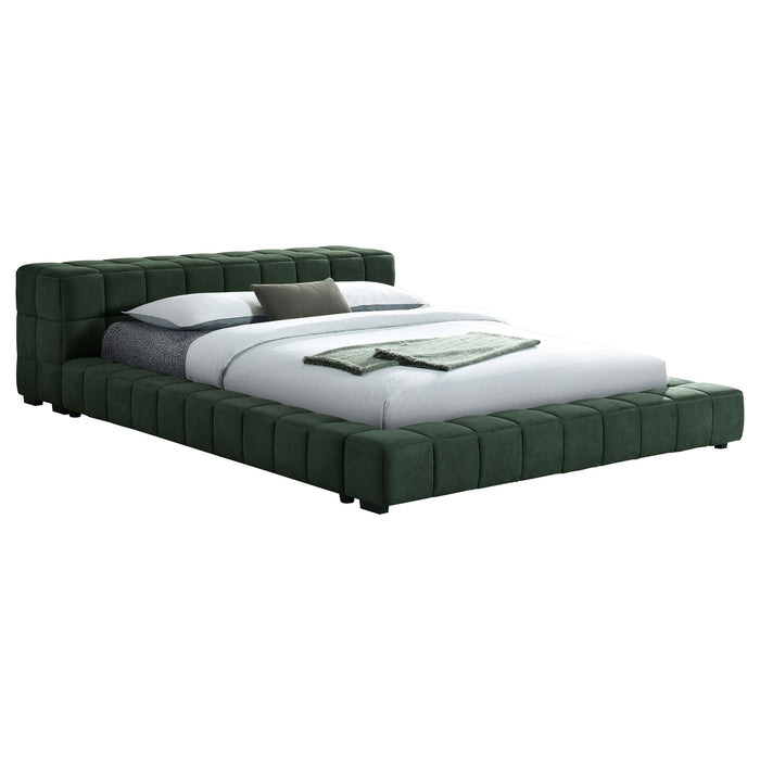 Trinity California King, E.king, Queen, & Full Bed Green & Light Taupe - Visions in Furniture (La Mirada, CA)