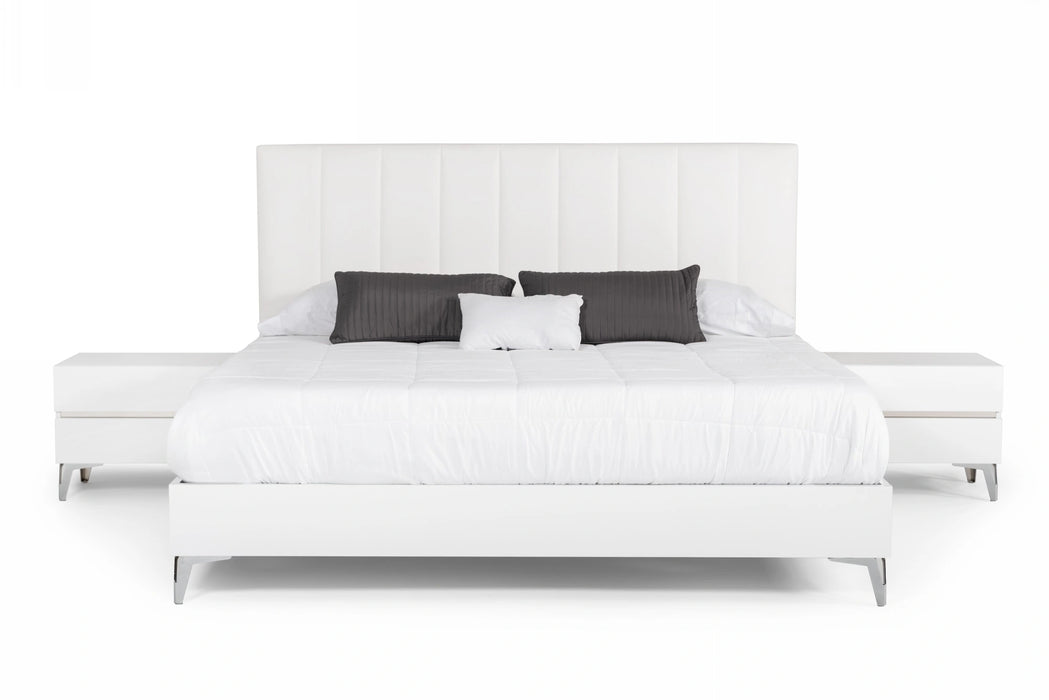 Angela - Italian Modern White Eco Leather 4-Piece Bedroom Set