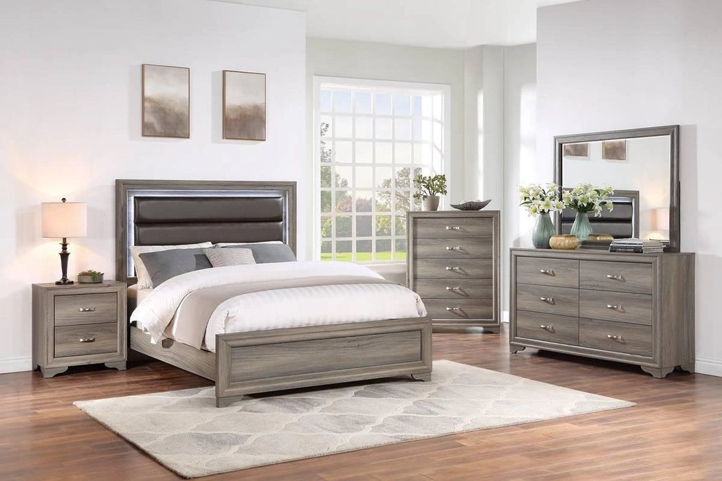 Chuint Eastern King Bed in Espresso Bonded Leather