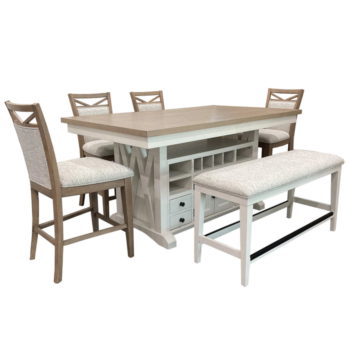 Parker House Americana Modern Dining 72 inch Island Counter Height Extendable Dining Table