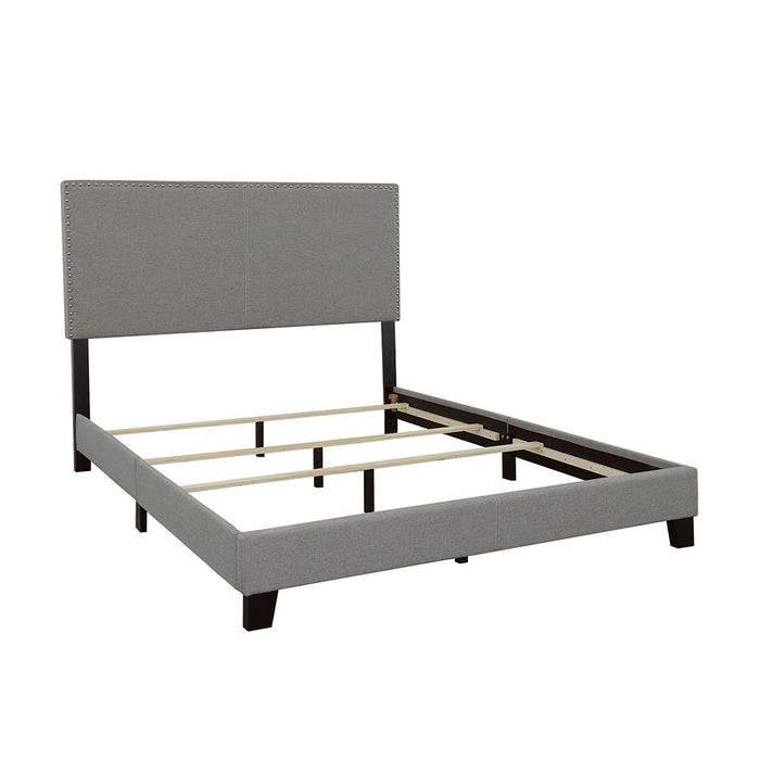 Boyd California King, King, & Queen Upholstered Bed with Nailhead Trim Charcoal & Grey - Visions in Furniture (La Mirada, CA)