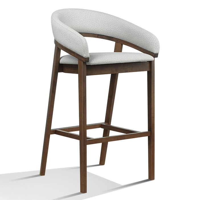 Truman - Mid-Century Modern Grey + Walnut Bar Chair (Set of 2)