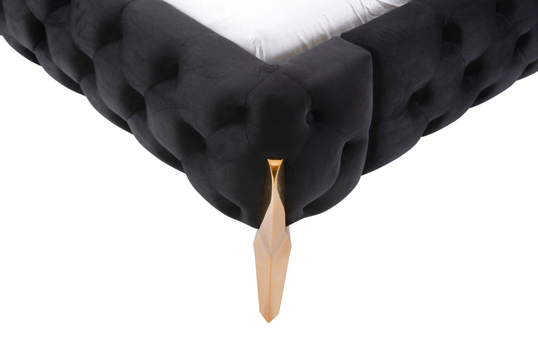 Legend - Modern Black Velvet & Rosegold Bed