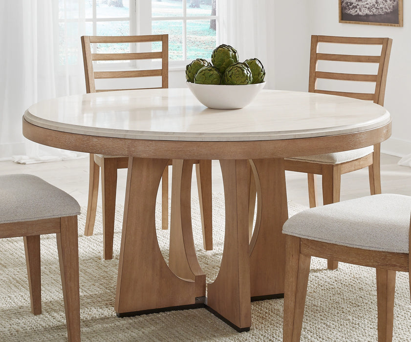 Parker House Escape - Dining 54 Inch Round Table with Buffet Server and 4 Barrel Chairs
