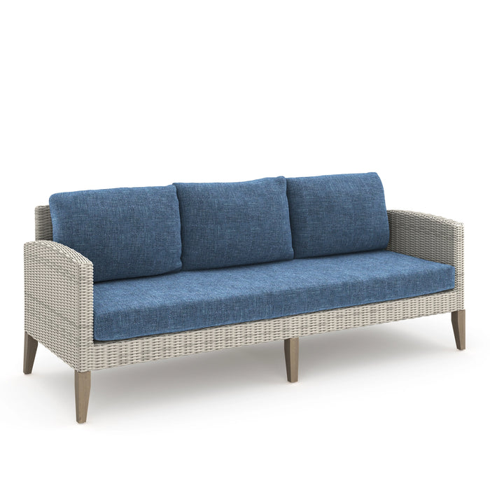 Carezza 5 Pc Set - Sofa, 2 Club Chairs, 2 Stools-Dark Blue