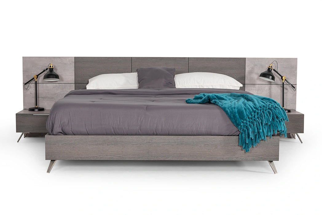 Bronx Italian Modern Faux Concrete & Grey 4-Piece Bedroom Set