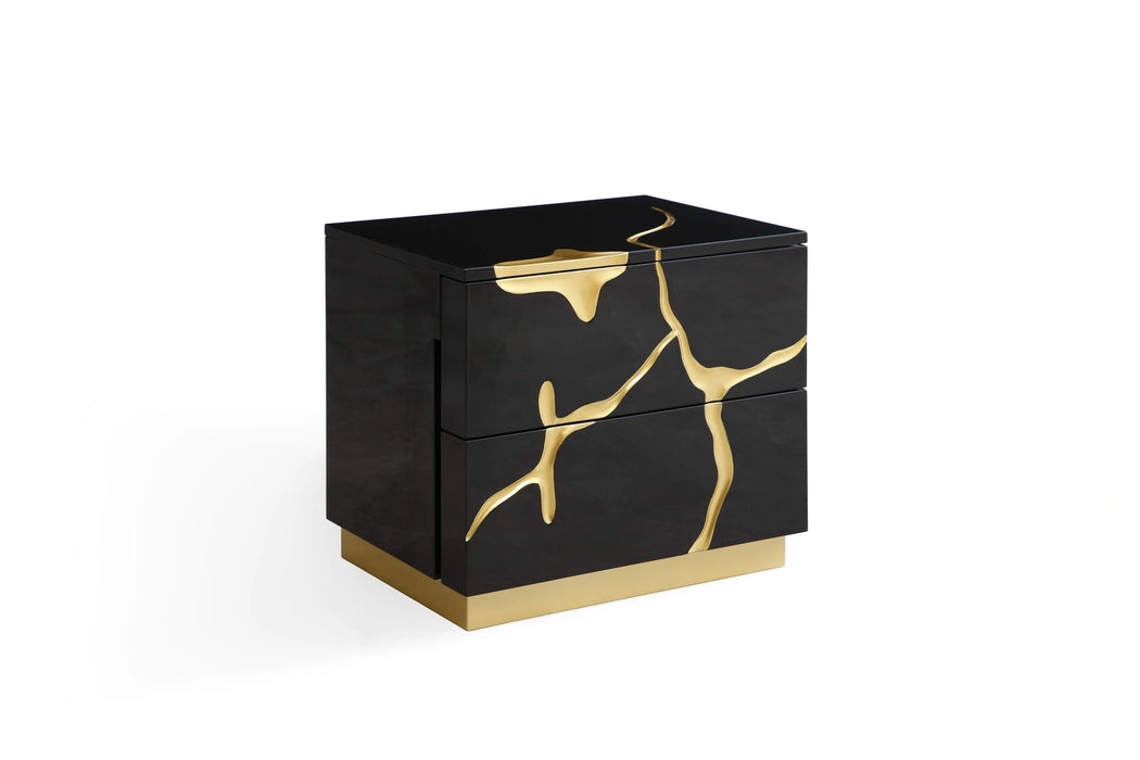 Aspen - Modern Black + Gold Bed + Nightstands