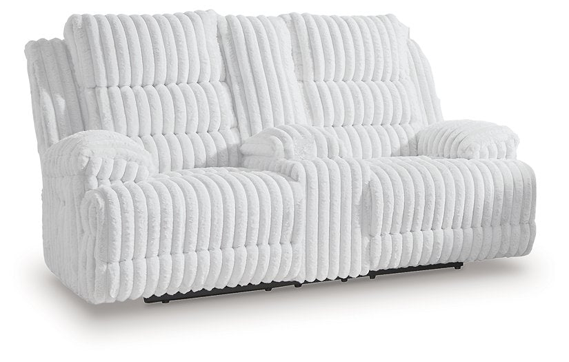 Rhines Falls Power Reclining Loveseat with Console - Visions in Furniture (La Mirada, CA)