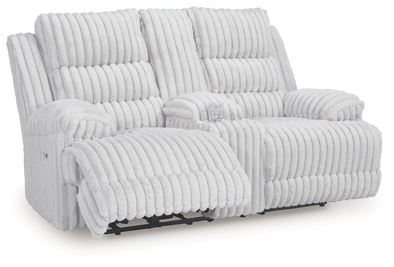 Rhines Falls Power Reclining Loveseat with Console - Visions in Furniture (La Mirada, CA)