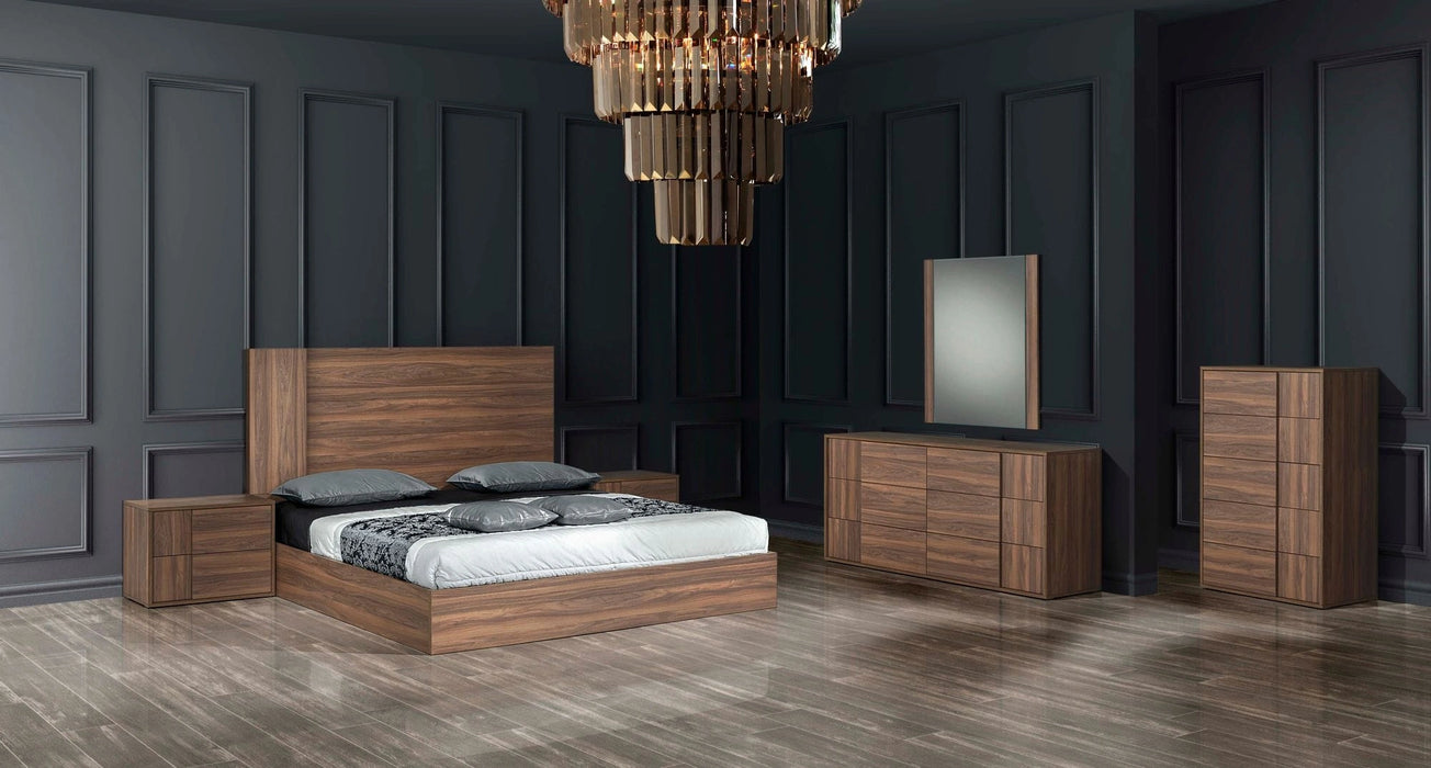 Asus - Italian Modern Walnut Bedroom Set